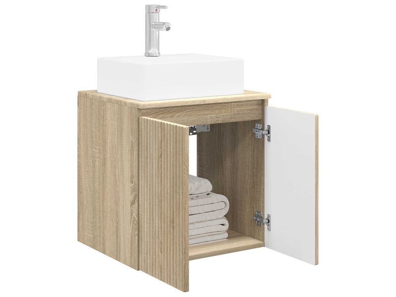 Vanité de lavabo mural, meuble de rangement chêne sonoma 49.5x41x62.5 cm shl2025 - Conforama C