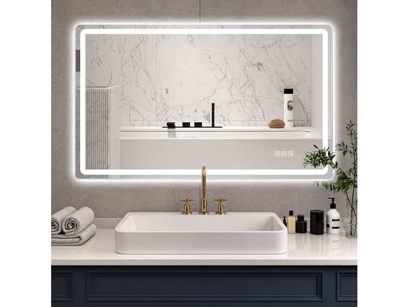  Miroir led de salle de bain sans cadre 120x60 cm argenté, antibuée ip44  - Conforama B