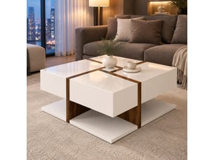 Table basse carré(e) coloris bicolore MEUBLIV - 78 cmx78 cm
