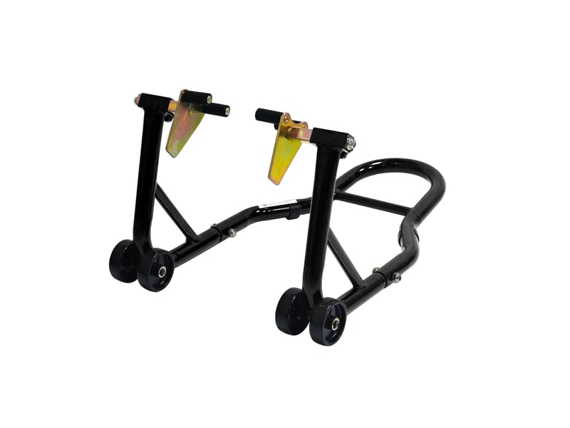  Béquilles avant et arrière pour moto noires en acier, capacité 200 kg, supports réglables pour entretien  - Conforama A