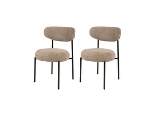 Lot de 2 chaises repas 52x57x81 cm en tissu bouclette sable et bronze