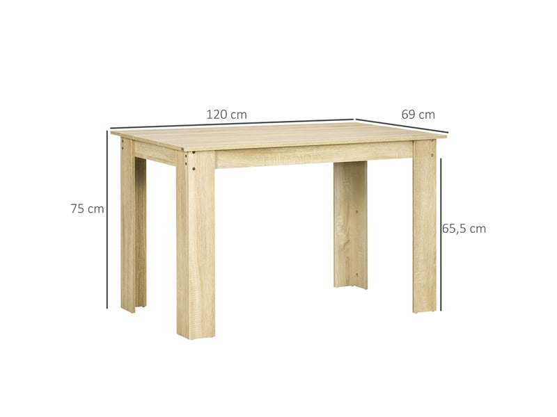  Table à manger table de cuisine design moderne avec grand plateau 2-4 personnes en bois chêne dim. 120l x 69l x 75h cm  - Conforama C