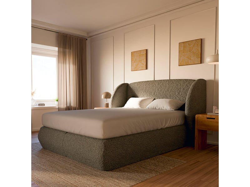  Lit design plénitude drimz - 180x200cm tissu bouclé Plénitude - Conforama B