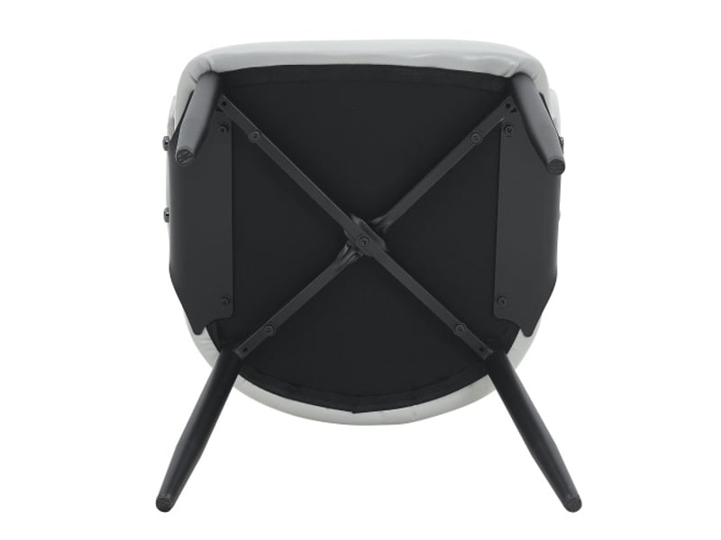  Chaises mid-century modern – lot de 2 fauteuils tonneau rétro, dossier à motif, cuir synthétique, pieds solides  - Conforama E