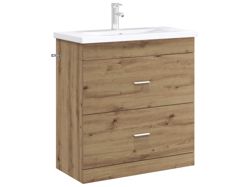  Meuble sous lavabo de salle de bain, commode chêne artisanal shl8159  - Conforama C