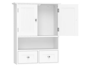 Armoire murale de salle de bain 2 portes 2 tiroirs mdf blanc 50,8 x 17,8 x 66 cm