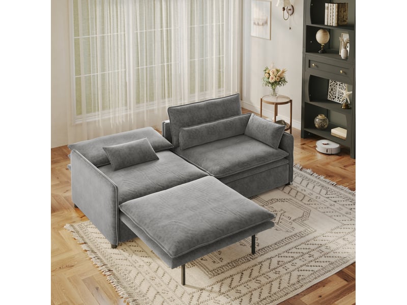 Canapé-lit tcqpz 3 places convertible 3-en-1 avec rangement chenille gris clair 206 x 91 x 86 cm - Conforama D