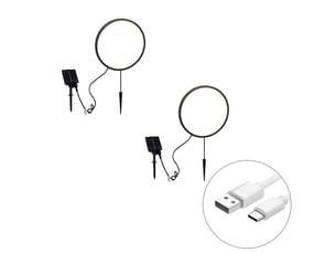 Lot de 2 lampes à piquet noires 60 cm avec led rechargeable et solaire ip65 - adalind