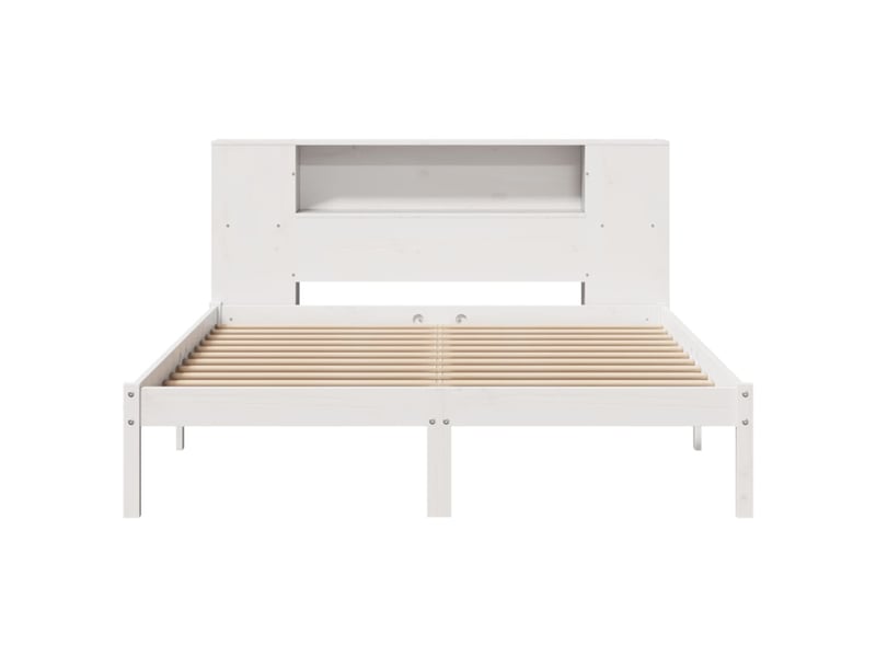  Lit double- lit adulte -  lit bibliothèque sans matelas blanc 150x200 cm bois pin massif  - Conforama C