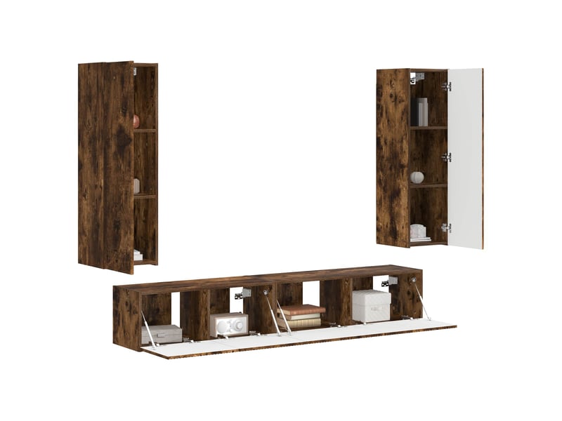  Ensemble meuble tv - banc tv - meuble de rangement 3 pcs chêne fumé bois d'ingénierie  - Conforama C