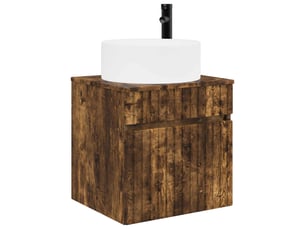 Meuble de lavabo mural, rangement salle de bain chêne fumé 49x44.5x65.5 cm