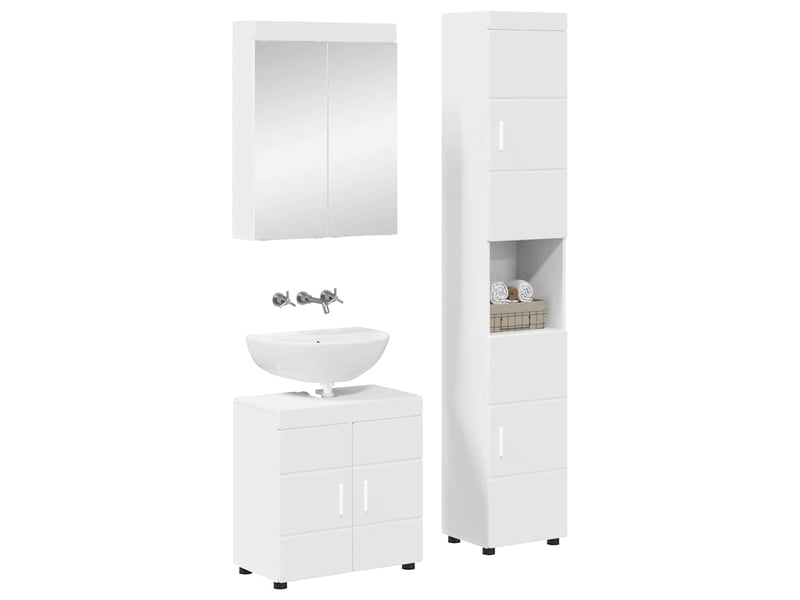  Ensemble de mobilier de salle de bain tulum 3 pièces blanc cf64725  - Conforama A