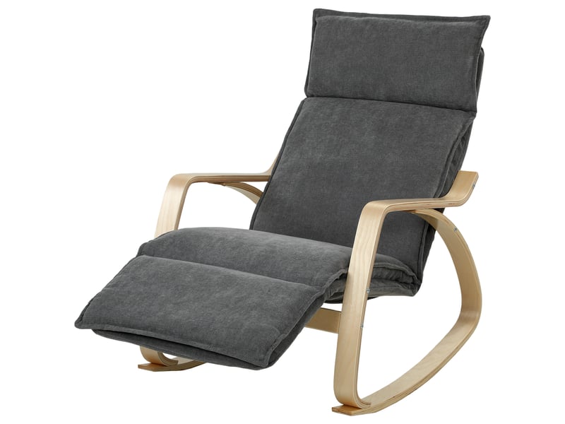  Fauteuil à bascule avec repose-pieds réglable à 5 positions, gris foncé  - Conforama B