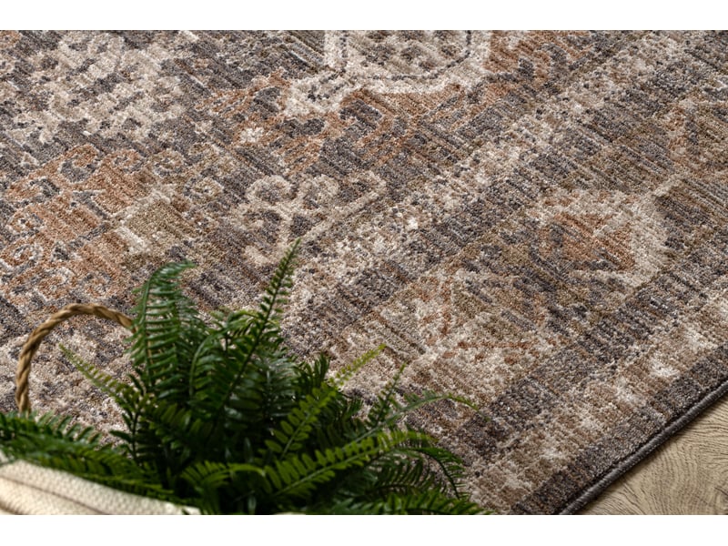  Tapis laris 734 brun clair   beige – motif cadre, ornemental, classique, franges 80x300 cm  - Conforama E