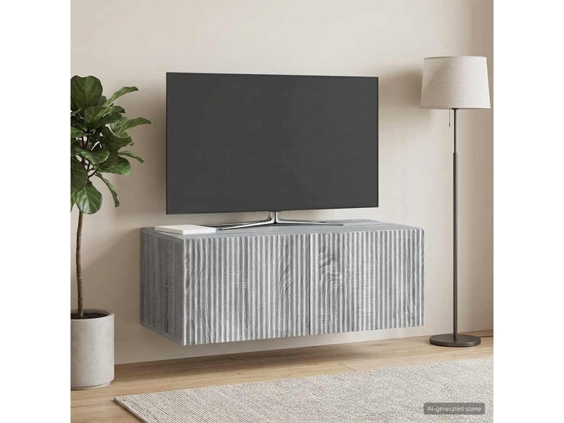  Meuble tv - banc tv - meuble de rangement mural 78,5 x 41 x 30 cm sonoma gris bois d'ingénierie  - Conforama B