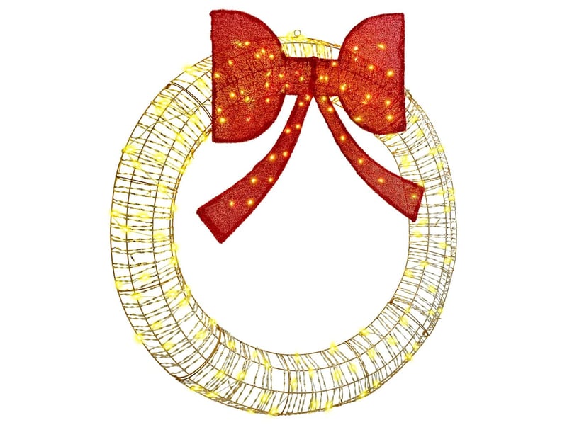 Couronne de noël, décoration de noël blanc chaud 120 x 120 x 10 cm pet 150 led cf61763 - Conforama A