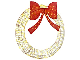 Couronne de noël, décoration de noël blanc chaud 120 x 120 x 10 cm pet 150 led cf61763