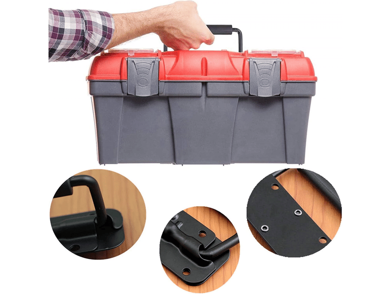  Lot de 4 poignées de traction pliables noires à ressort, poignées de remplacement pour boîtes à outils ou de stockage  - Conforama E