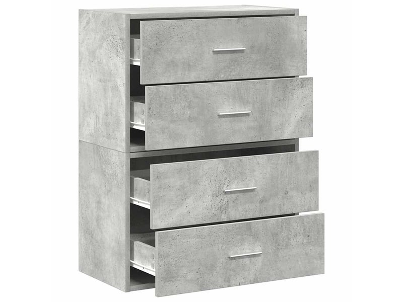  Lot de 2 armoire à tiroirs, commode avec 4 tiroirs gris béton bois d'ingénierie  - Conforama E