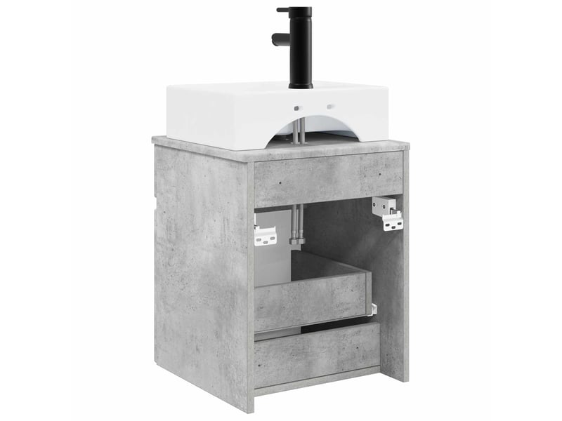  Meuble-sèche avec évier mural gris béton 39x41x62.5 cm  - Conforama D
