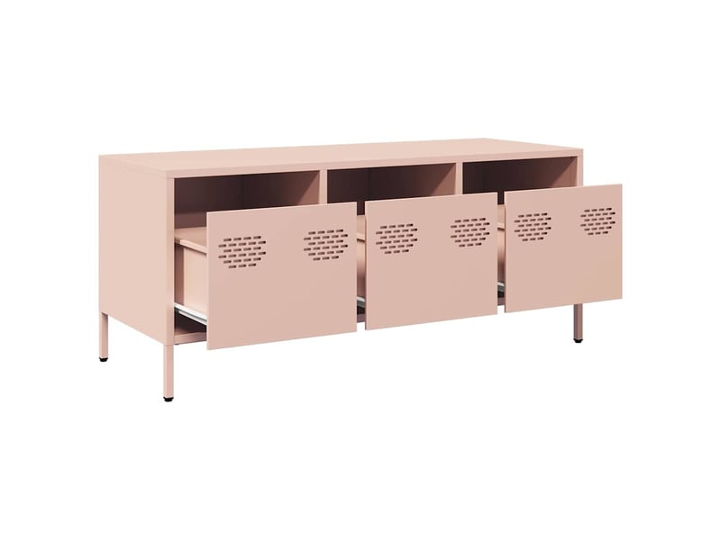  Meuble tv - banc tv - meuble de rangement rose 101,5x39x43,5 cm acier laminé à froid  - Conforama E