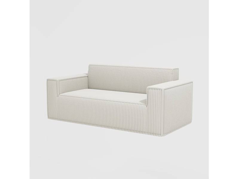  Canapé droit 2 places 178x86x70 cm en velours côtelé blanc cassé  - Conforama E