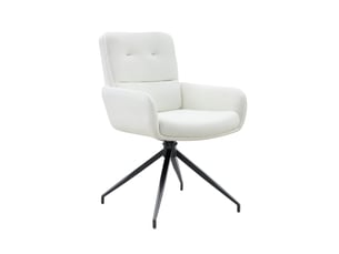 Chaise de salle à manger pivotante lot de 2 avec accoudoirs et dossier capitonné en pu blanc et métal noir