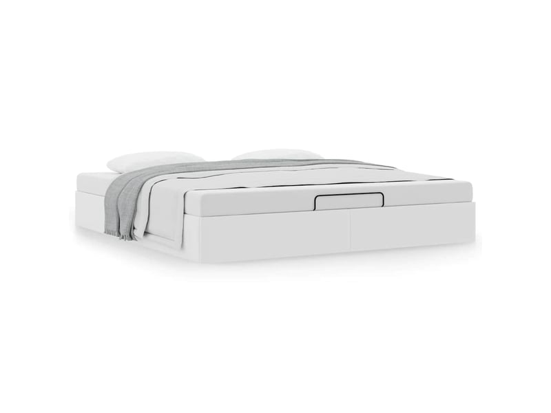 Lit adulte, lit double, cadre de lit ottoman sans matelas blanc 200x200cm similicuir cf10343 - Conforama D