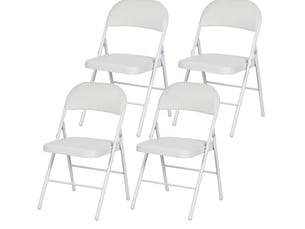 Chaise pliable salle a manger gain de place 45 46 78 cm metal simili cuir blanc homvra
