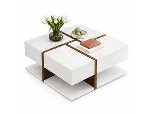 Table basse carré(e) coloris bicolore MEUBLIV - 78 cmx78 cm