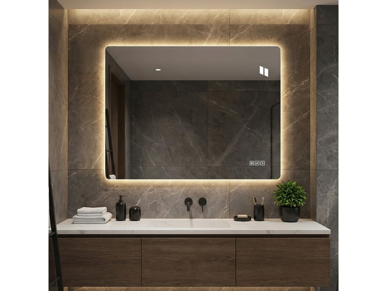  Miroir de salle de bains led 60x80 cm rectangulaire sans cadre argenté  - Conforama B