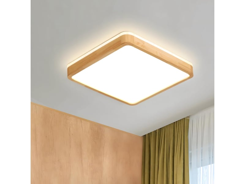  Plafonnier led en bois forme carré bois naturel à 360° 40x40cm  - Conforama B