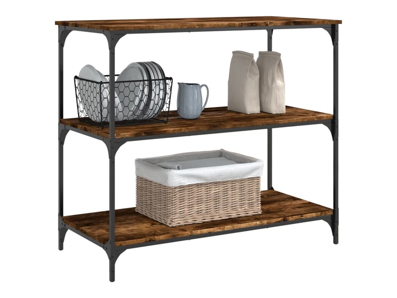  Desserte de cuisine, chariot de rangement chêne fumé 102x50x95 cm bois d'ingénierie  - Conforama E