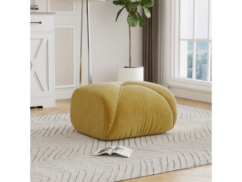 Ottoman elowin chenille-jaune SF20250056012 - Conforama D