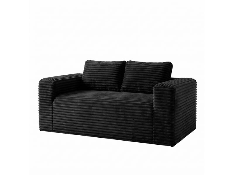  Canapé 2 places 160x88x58 cm – noir – sans assemblage, assise profonde en velours côtelé pour petit espace  - Conforama A