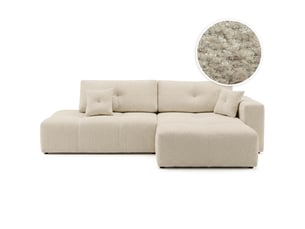 Canapé d'angle droit convertible LOUNGITUDE CELINE 4 places Tissu bouclette Beige