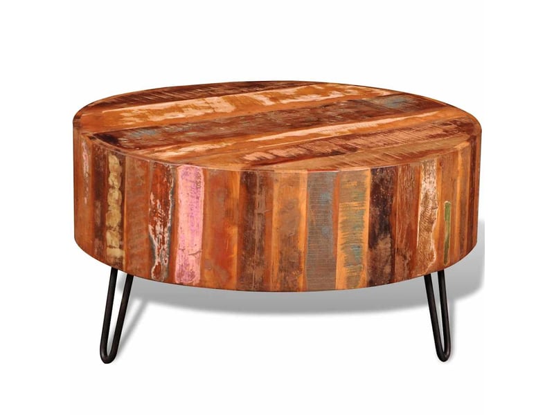  Table basse | table de salon ronde bois massif de récupération  - Conforama A