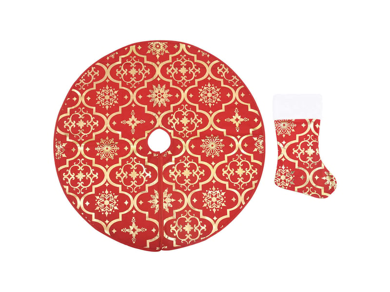  Jupe de sapin de noël de luxe avec chaussette rouge 90 cm tissu  - Conforama A