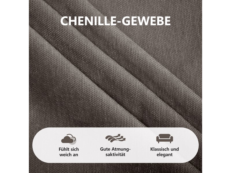  Canapé modulable - 4 places - coussins d'accoudoirs - tissu chenille - mobilier de salon - configuration flexible - brun CozyNest - Conforama E