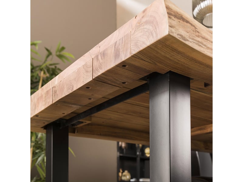  Table à manger 240 cm en acacia et métal noir - stacy  - Conforama D