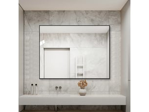 Miroir de salle de bain 60x80 cm, miroir mural avec cadre en aluminium noir, verre hd sans cuivre, montage horizontal et vertical.