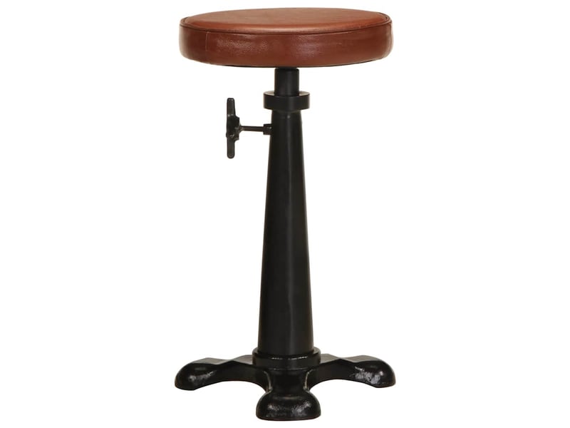  Lot de 2 tabouret de bar, chaise de bar marron cuir véritable et fonte  - Conforama D
