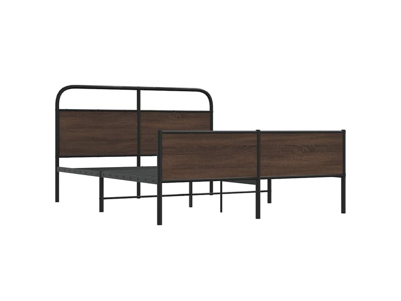  Lit double- lit adulte -  cadre de lit en métal sans matelas chêne marron 150x200 cm  - Conforama B
