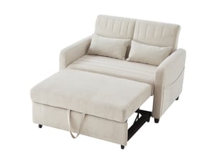 Canapé‑lit 2 places pliable et extensible, dossier réglable sur 3 positions, revêtement en tissu coton‑lin respirant