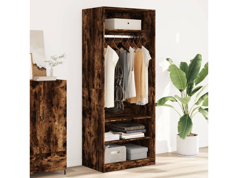  Garde-robe, armoire de rangement chêne fumé 80x50x200 cm bois d'ingénierie shl43003  - Conforama B