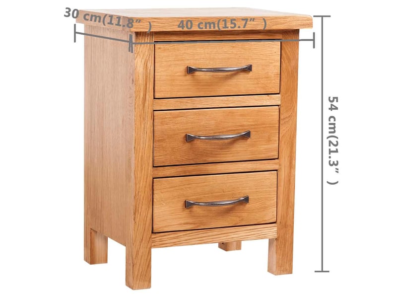  Table de chevet - cabinet de chevet - table de nuit avec 3 tiroirs 40x30x54 cm bois de chêne massif  - Conforama D