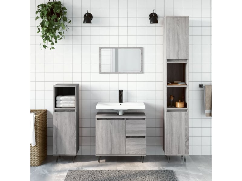  Ensemble de meubles de salle de bain 3 pcs sonoma gris cf63814  - Conforama B