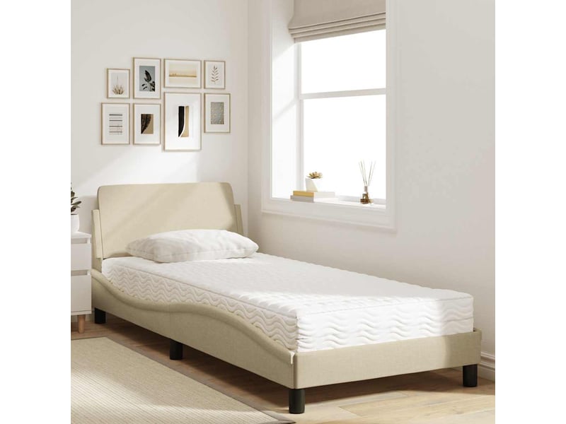  Lit simple- lit adulte -  lit avec matelas dover crème 80x200 cm tissu  - Conforama B