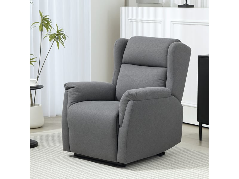  Fauteuil relax inclinable avec repose-pieds, dossier réglable et ressorts ensachés en lin gris foncé  - Conforama B