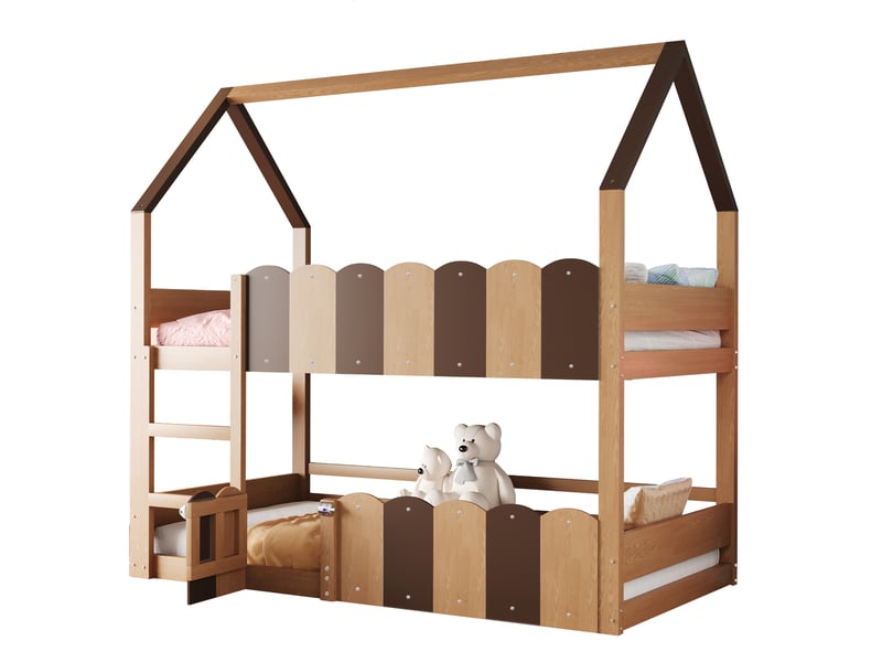  Lit superposé 90x200 cm coloris naturel bois massif lit enfant naturel - Conforama A